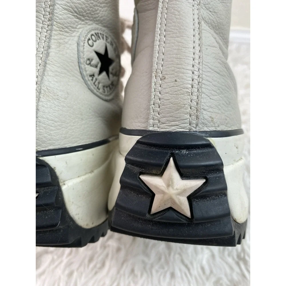 Converse Chuck Taylor Women's 7.5 Pale Gray Leather Block Heel High Tops